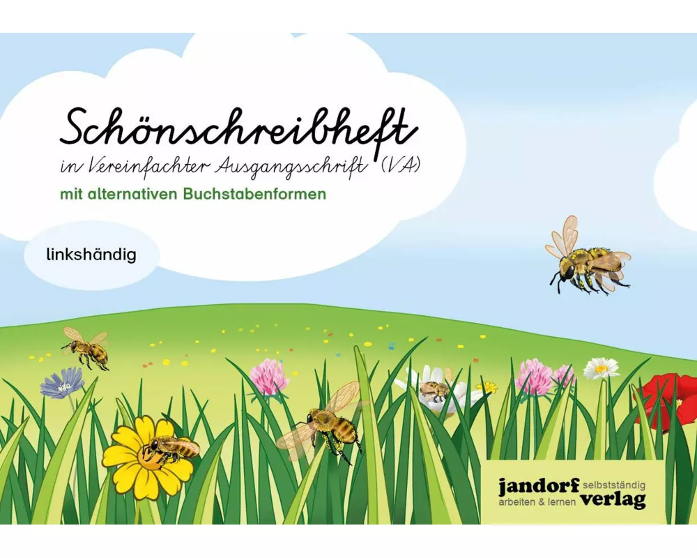 Schönschreibheft in VA - linkshändig - Vereinfachte Ausgangsschrift - mit alternativen Buchstabenformen