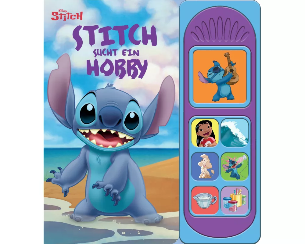 Disney Stitch - Stitch sucht ein Hobby - Soundbuch - Pappbilderbuch mit 7 Geräuschen