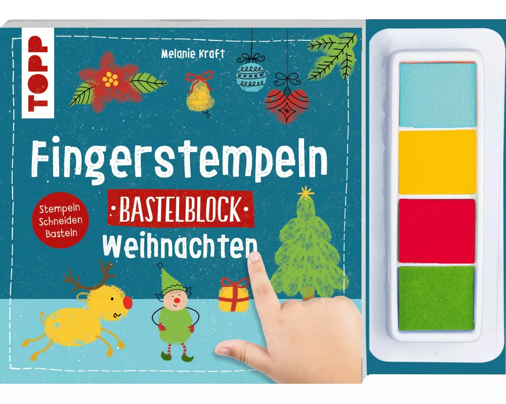 Fingerstempeln. Bastelblock Weihnachten
