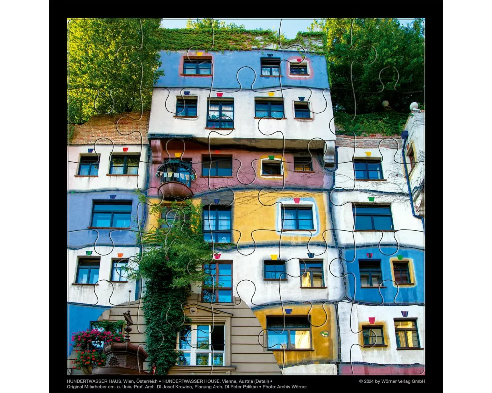 Hundertwasser Puzzle mit Grußkarte