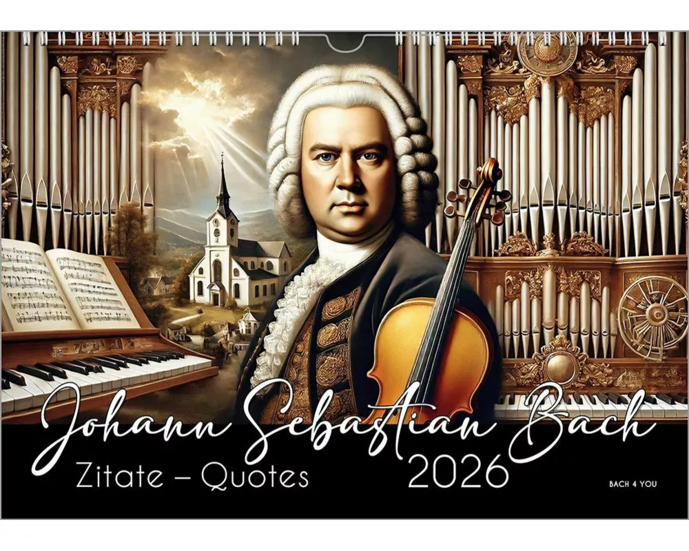 Der Bach-Zitate-Kalender, ein Musik-Kalender 2026, DIN A3