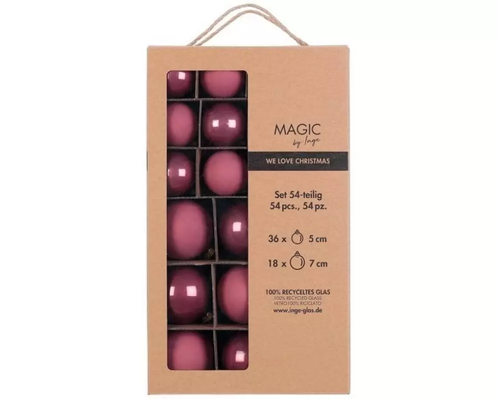 INGES CHRISTMAS DECOR Weihnachtskugel 5 und 7 cm Rosa, 54 Stück