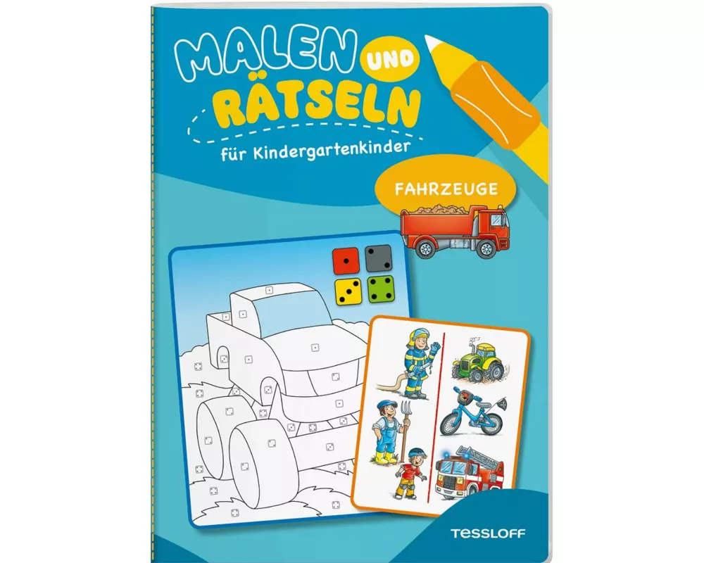 Malen und Rätseln für Kindergartenkinder. Fahrzeuge