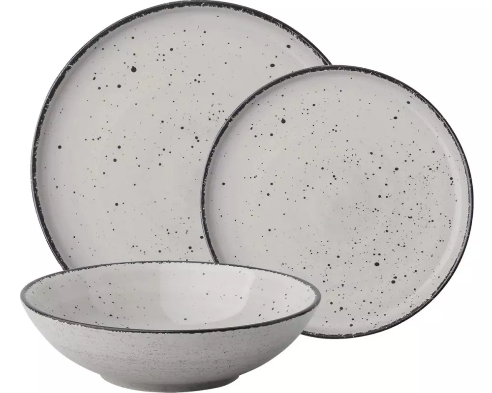 Lunasol Speise-Service Gaya Atelier light grey speckled 18-tlg.