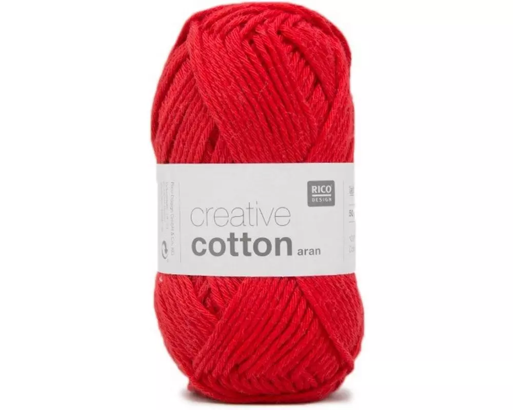 Rico Design Wolle Creative Cotton Aran 50 g, Rot