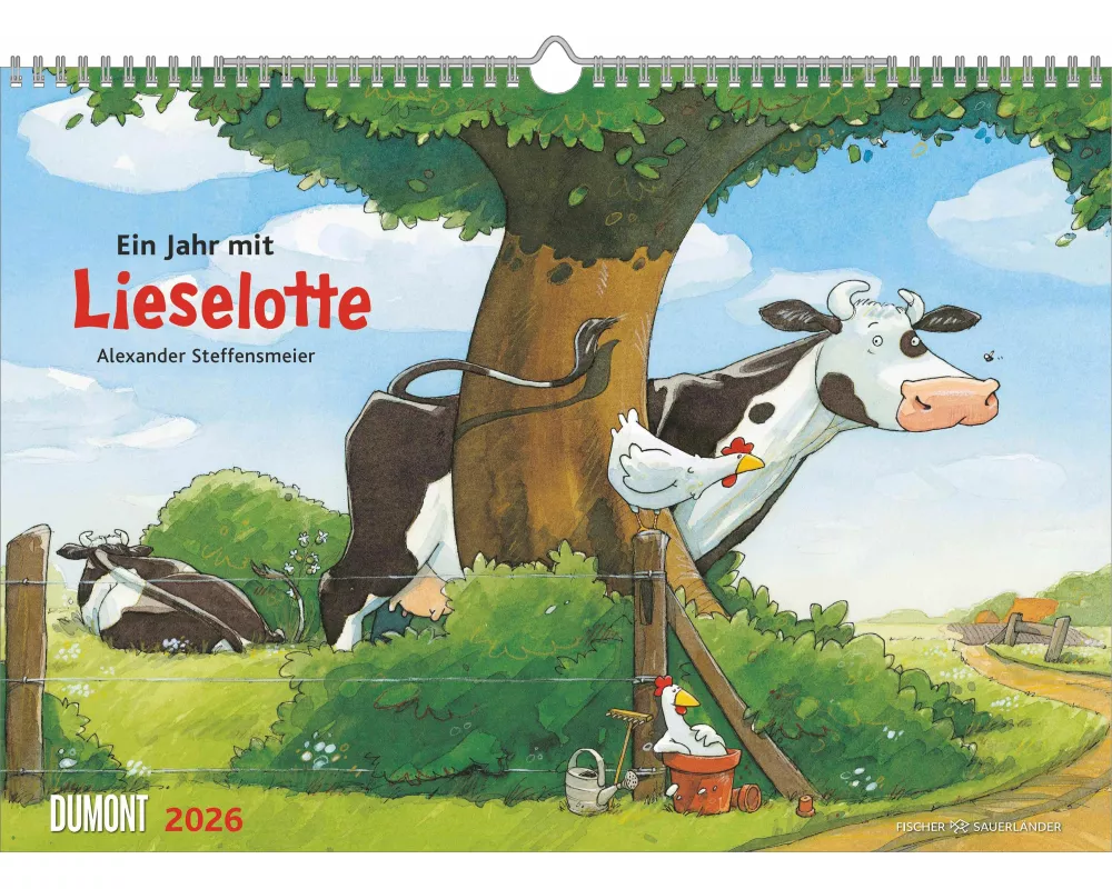DUMONT - Ein Jahr mit Lieselotte - Der Jubiläumskalender 2026 – Wandkalender 30x42 cm – Kinderkalender zum Jubiläum mit 13 Kalenderblättern, illustrie