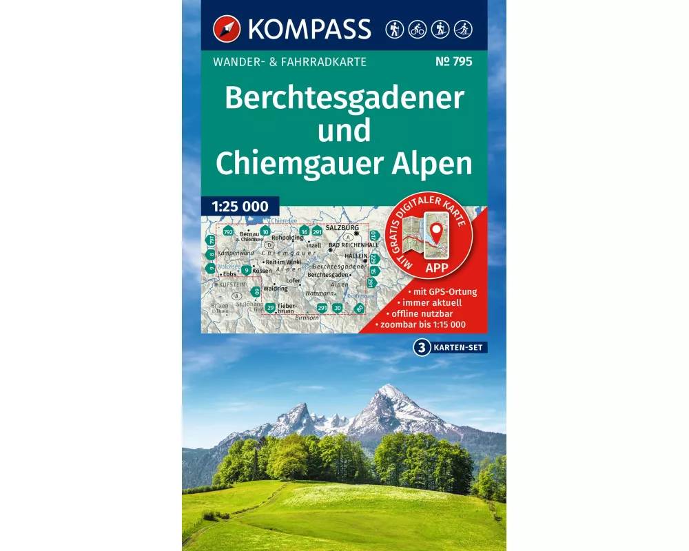 KOMPASS Wanderkarten-Set 795 Berchtesgadener und Chiemgauer Alpen (3 Karten) 1:25.000