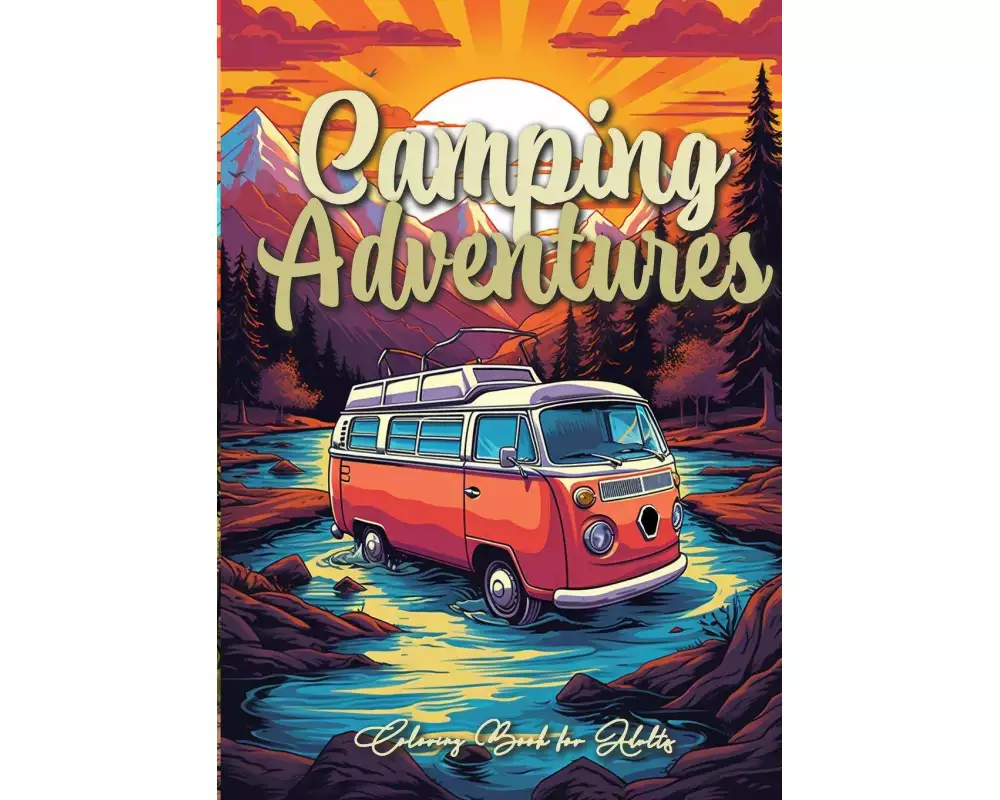 Camping Adventures Grayscale Coloring Book for Adults