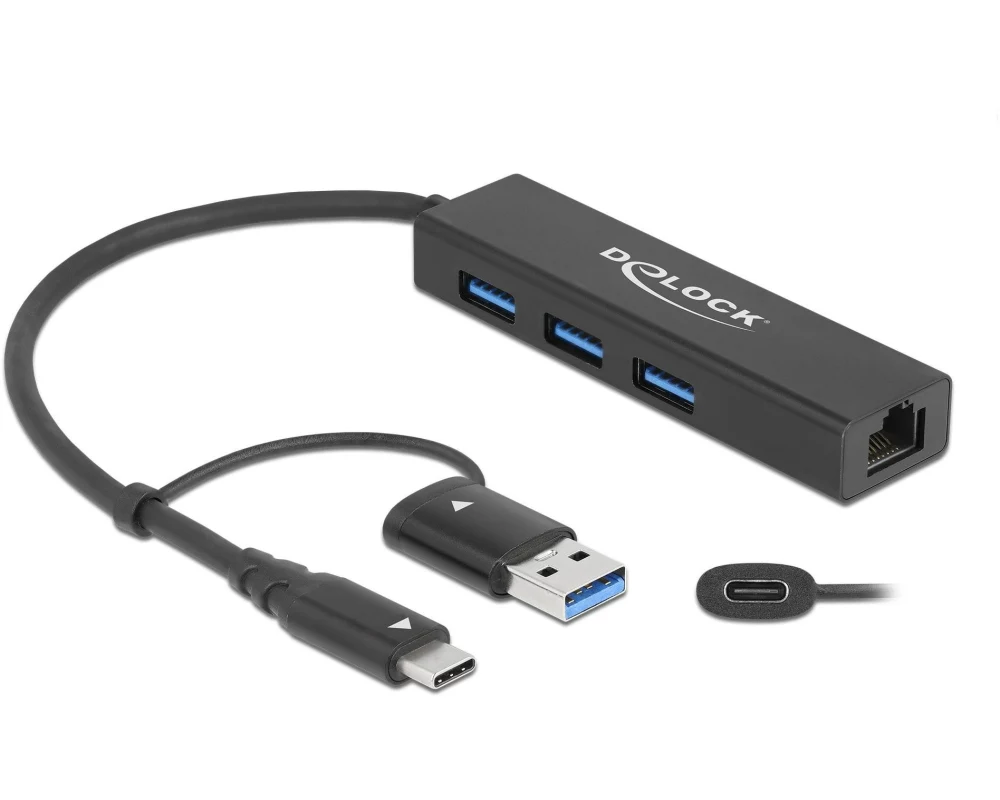 Delock USB-Hub 3.0 Typ-C + LAN