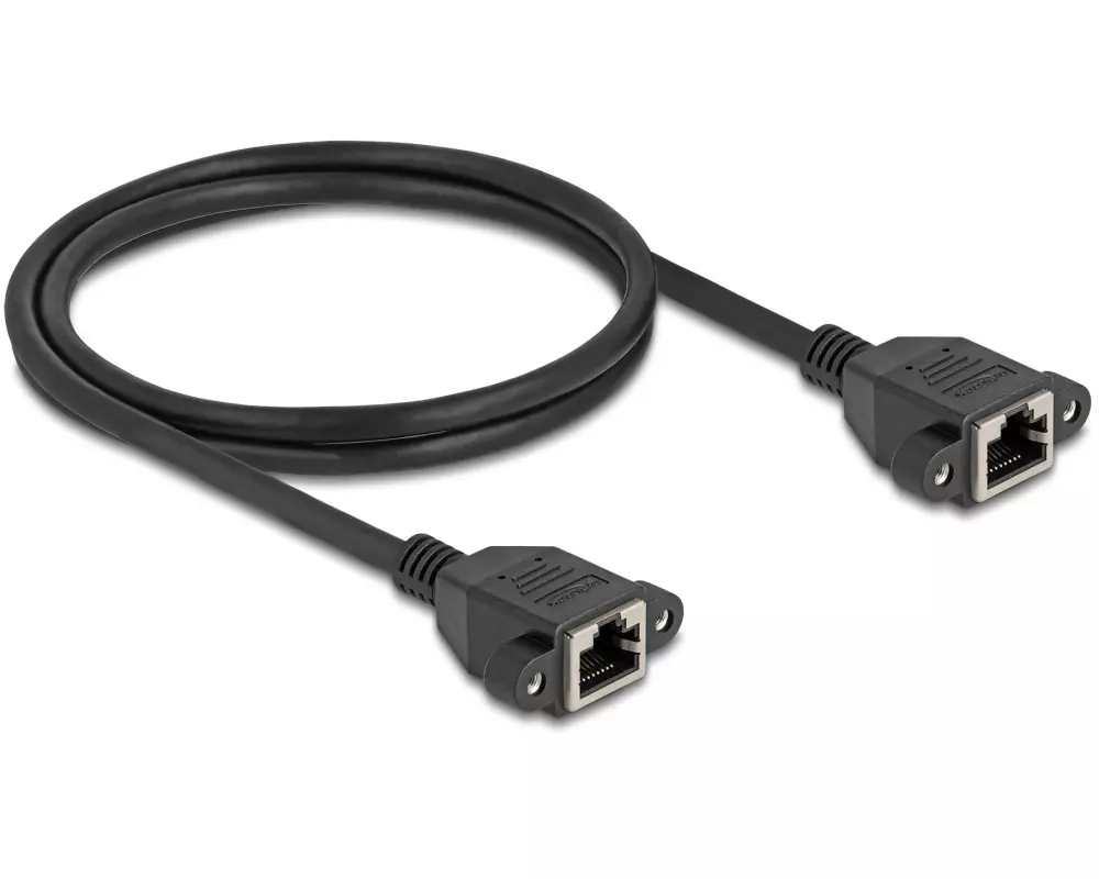 Delock Patchkabel Verlängerungskabel Cat 6A, S/FTP, 1 m, Schwarz