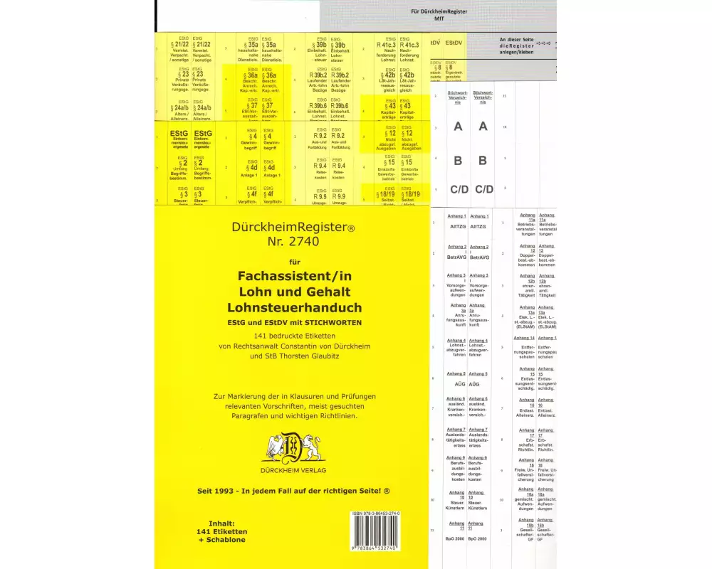 DürckheimRegister Nr. 2740 Fachassistent/in Lohn und Gehalt (2024) Lohnsteuerhandbuch