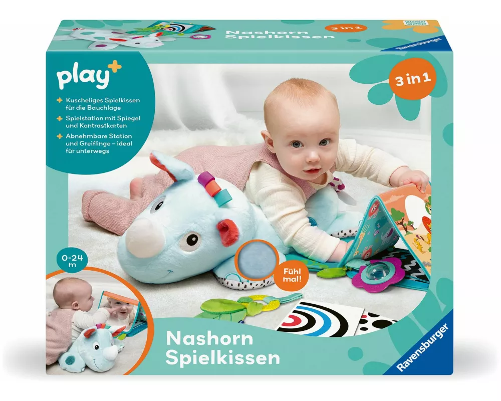 Play+ Nashorn Spielkissen (für die Bauchlage) - ab 0 Monate