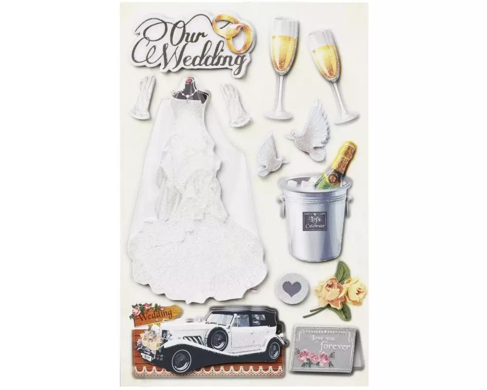 HobbyFun 3D-Sticker Hochzeit 1 Blatt