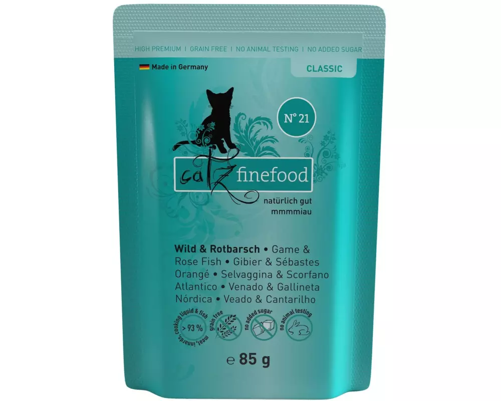 catz finefood Nassfutter No.21 Wild & Rotbarsch, 85 g