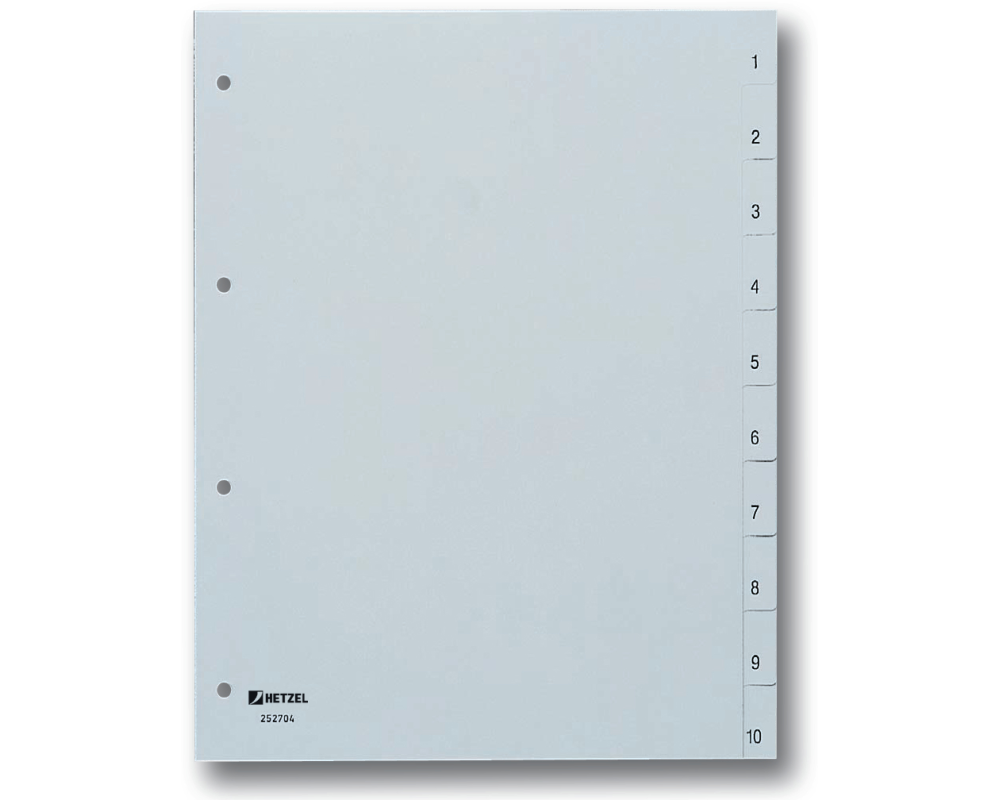 HETZEL Register PP A4 25270481 grau 1-10
