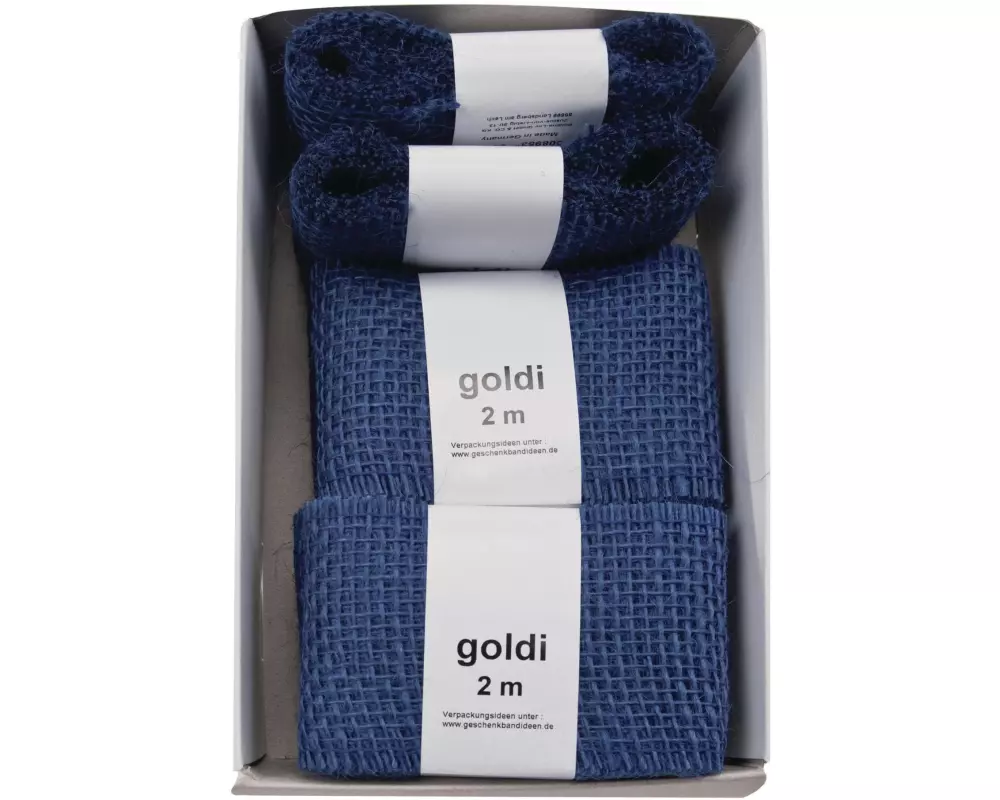 GOLDINA Juteband 6 cm x 2 m, Dunkelblau, 1 Stück