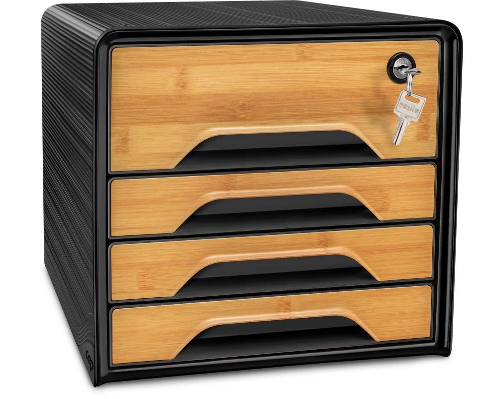 CEP Schubladenbox Smoove Silva 1073115301 4 Schubl.m Schloss sw//bambus