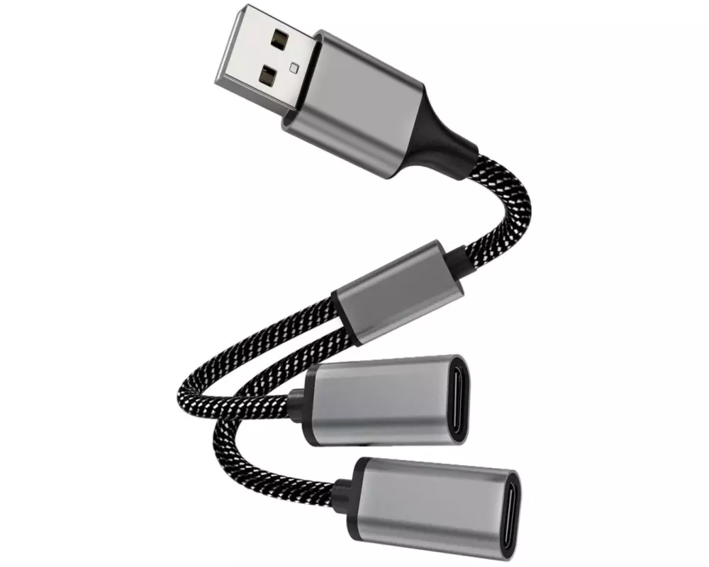 4smarts USB 2.0-Y-Kabel textil USB A - 2x USB C 0.2 m