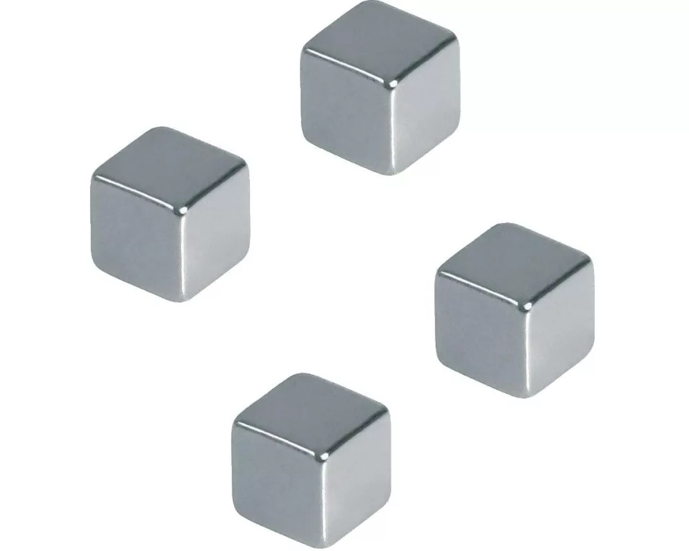 Franken Haftmagnet Würfel 10 x 10 mm, 4 Stück, Silber