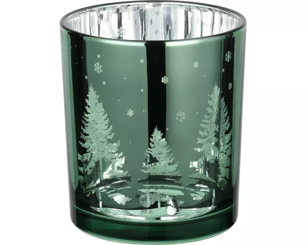 EGLO Teelichthalter Windlicht Christmas Lukut 10 cm Grün, Glas