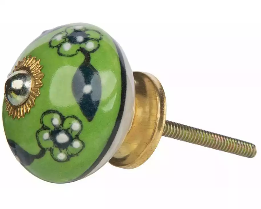 Tranquillo Möbelgriff handgemacht, Ø 4 cm, Grün/Gold