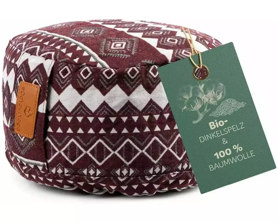 DoYourYoga Yoga-Kissen Vishnu Dinkelspelz, Rot/Weiss