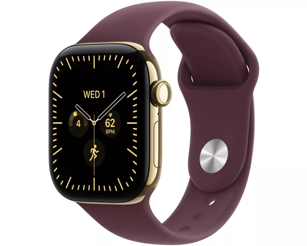 Apple Watch S12 42 mm CEL Gold Titanium, Burgundy Sportband S/M