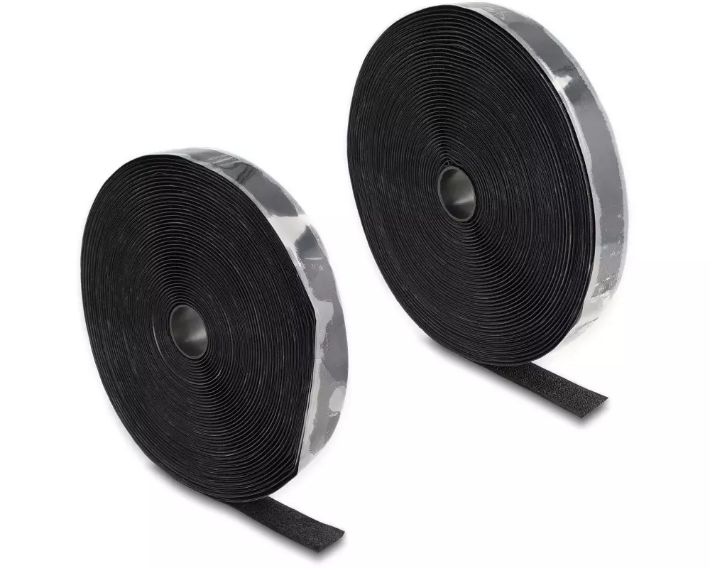 Delock Klettband 15m x 25mm Strapazierfähig Schwarz
