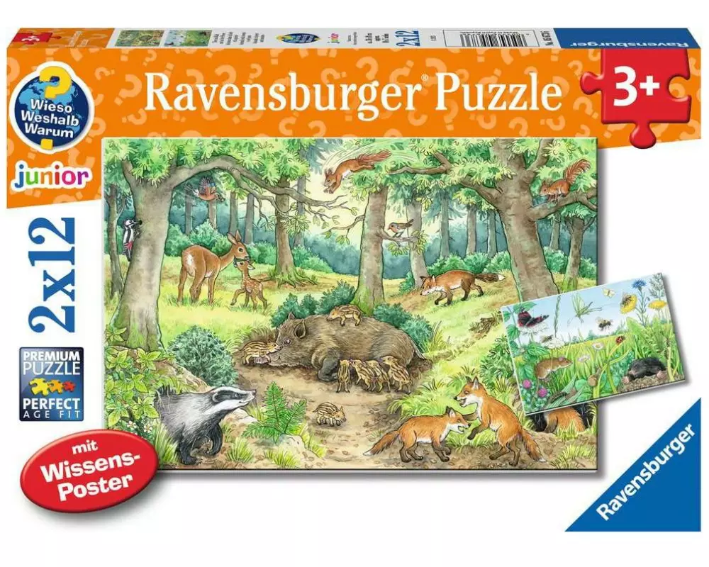 Ravensburger Kleinkinder Puzzle WWW Tiere im Wald und auf der Wiese