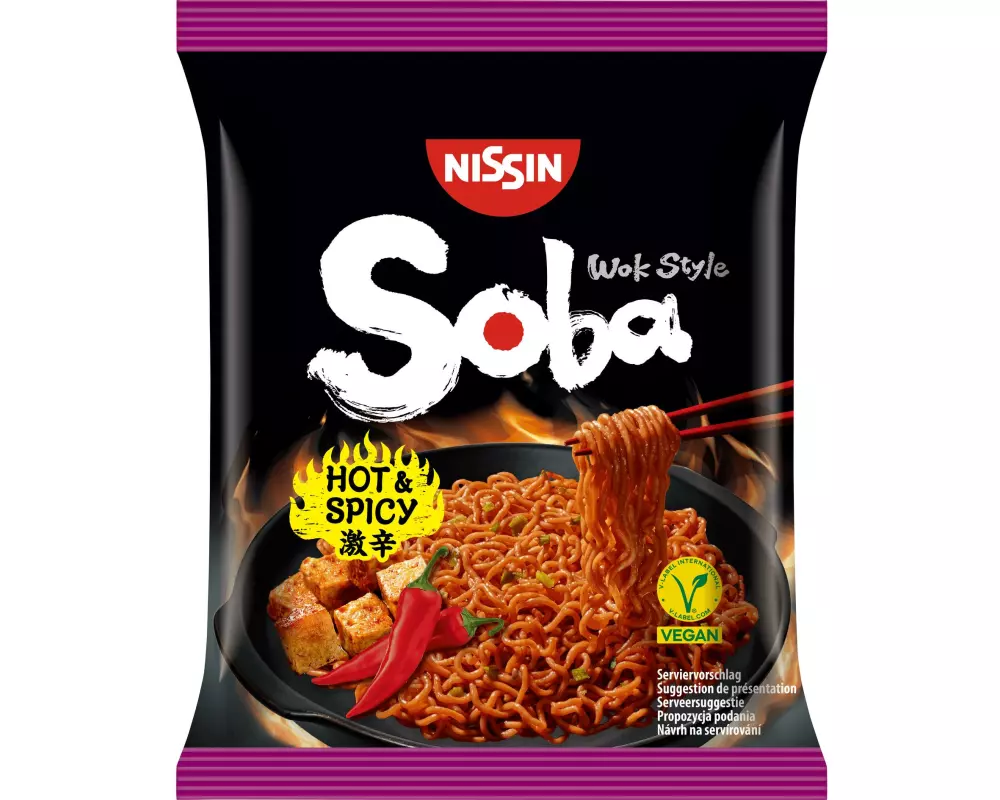 Nissin Food SOBA Bag Hot & Spicy Wok Style, Hot & Spicy
