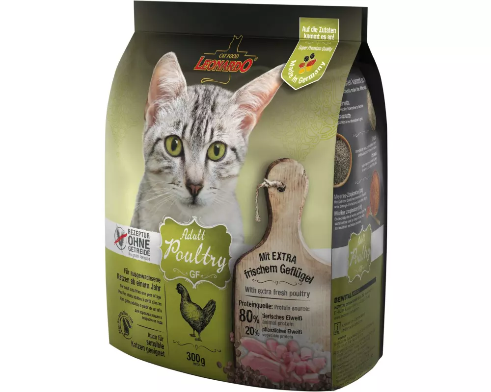Leonardo Cat Food Trockenfutter Adult Geflügel, 300 g
