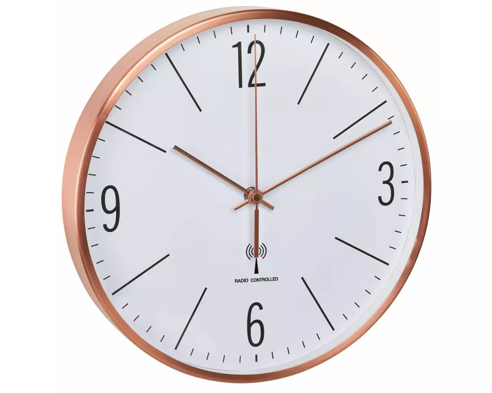 TFA Dostmann Funk-Wanduhr Ø 30 cm, Kupfer