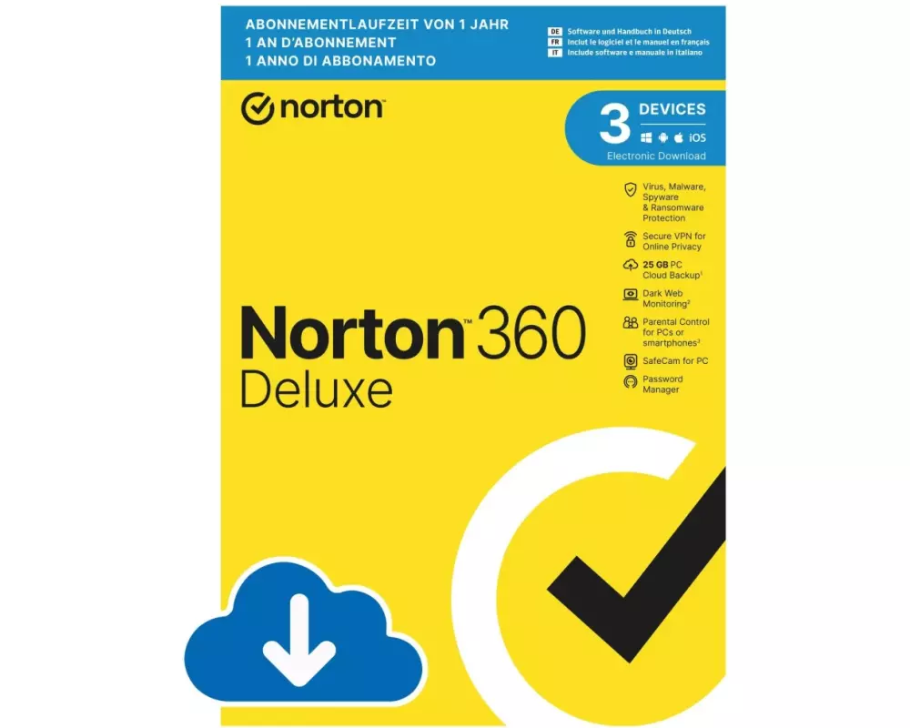 Norton Norton 360 Deluxe ESD, 3 Device, 1 Jahr