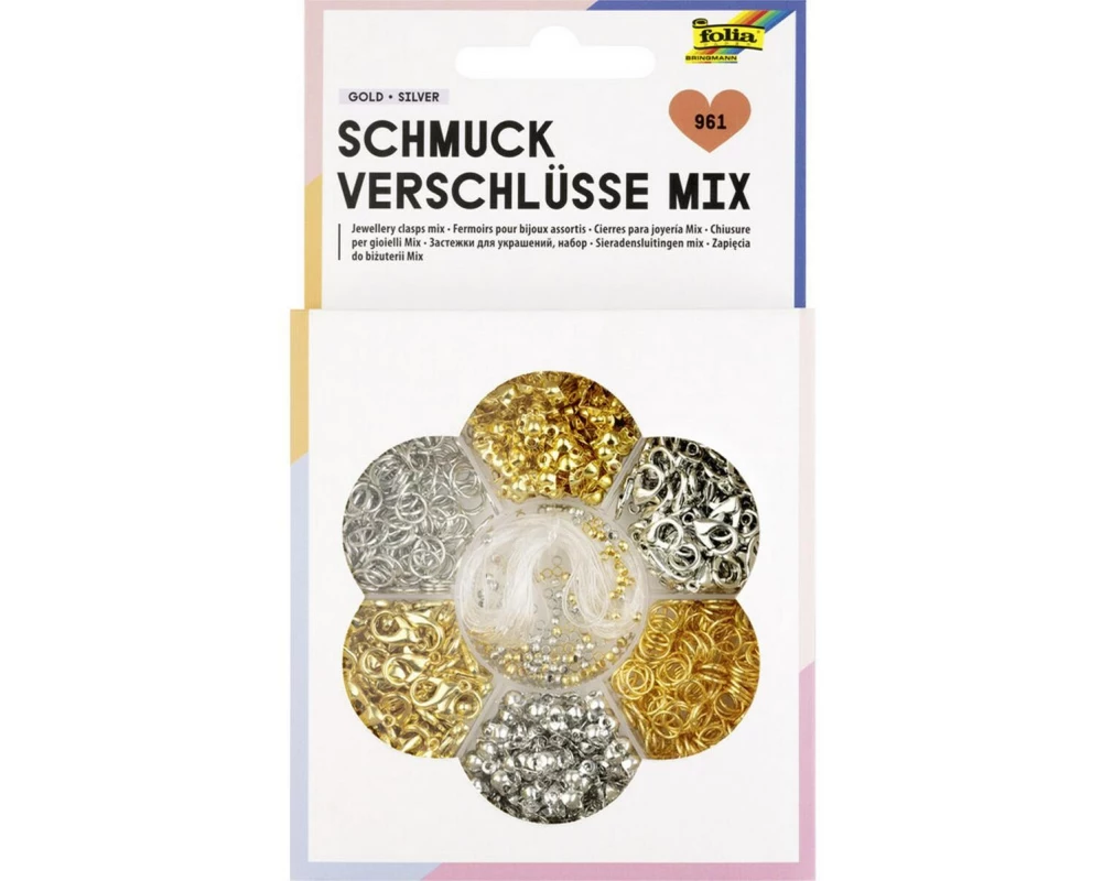Folia Schmuckverschlüsse Mix gold-silberfarben 961 Teile