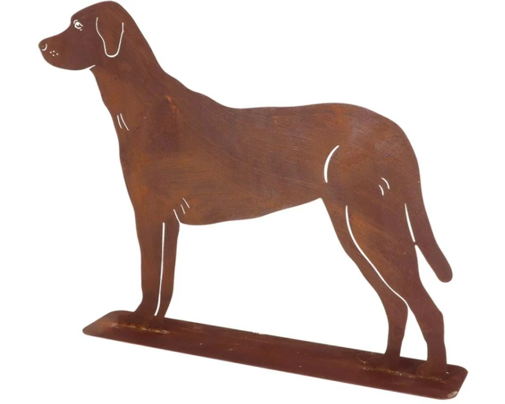 Esschert Design Dekofigur Hund stehend Baustahl Rostoptik 58 x 10 x 45 cm