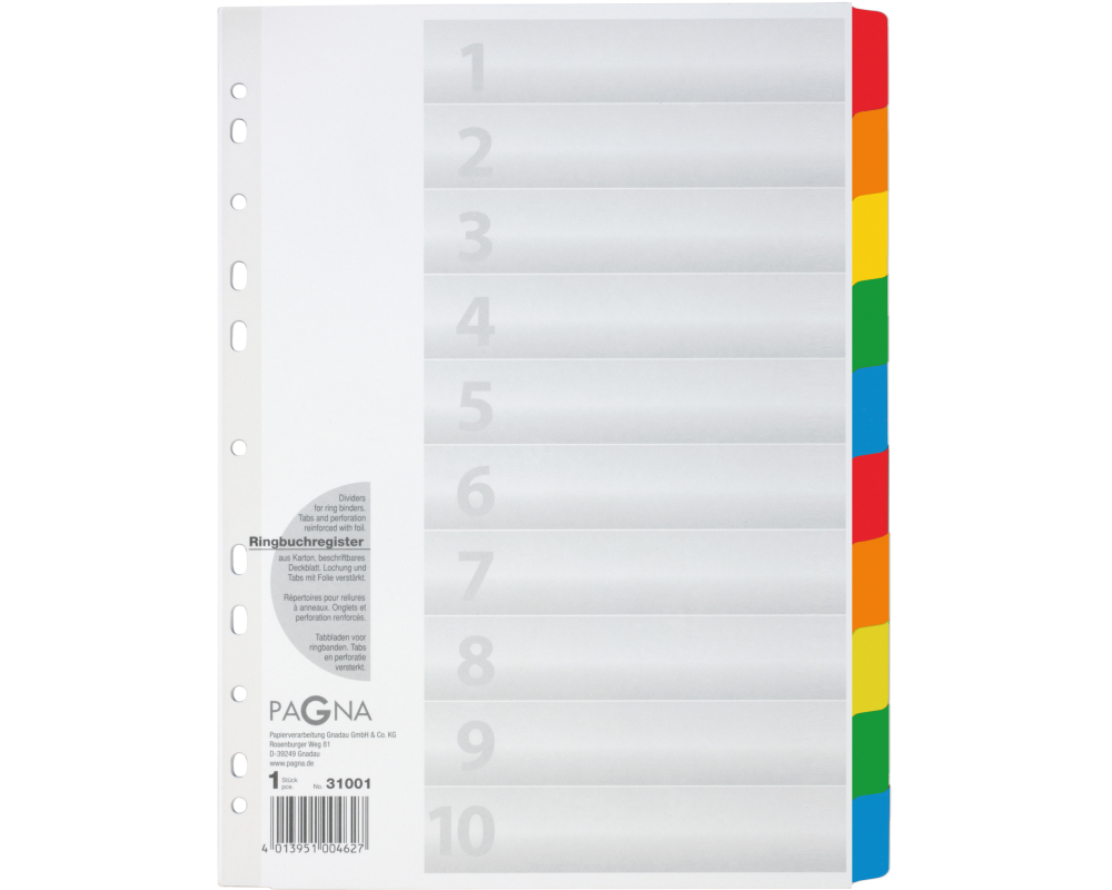 PAGNA Register Karton A4 31001-08 weiss 10-teilig