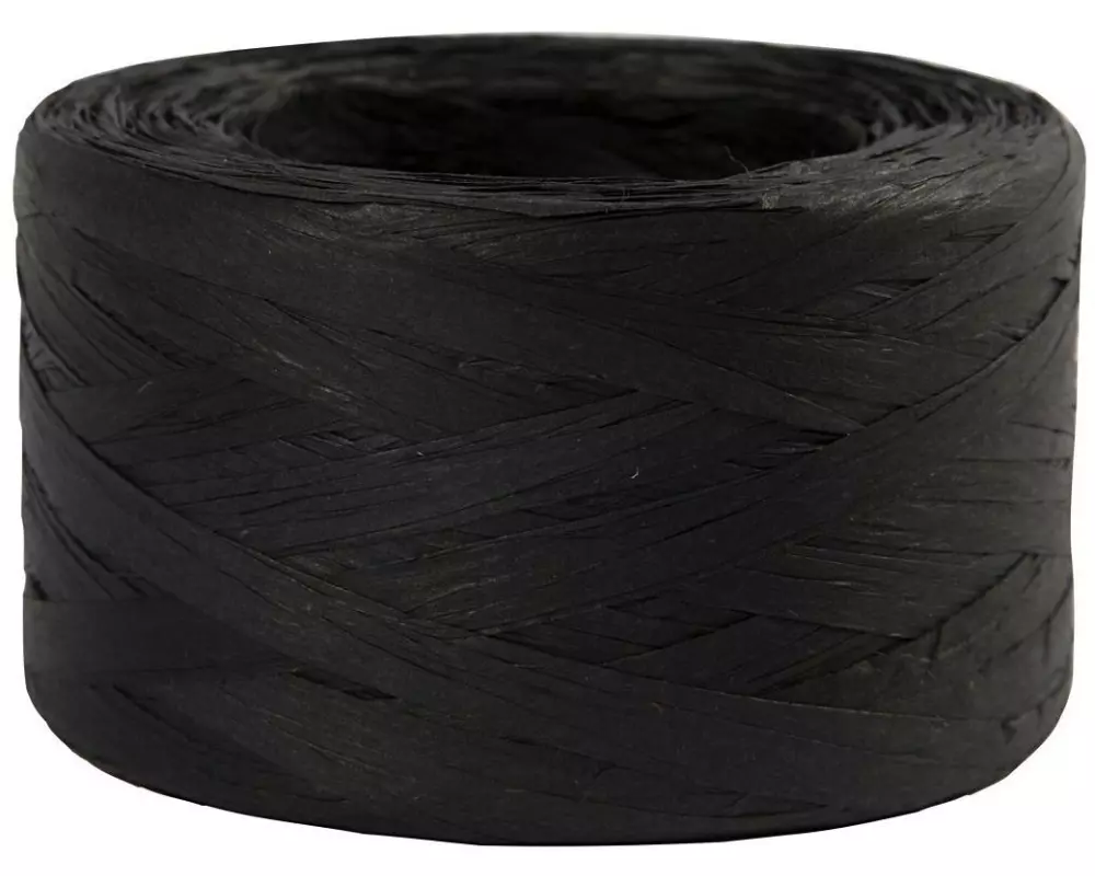 Creativ Company Geschenkband Raffiabast 8 mm x 100 m, Schwarz