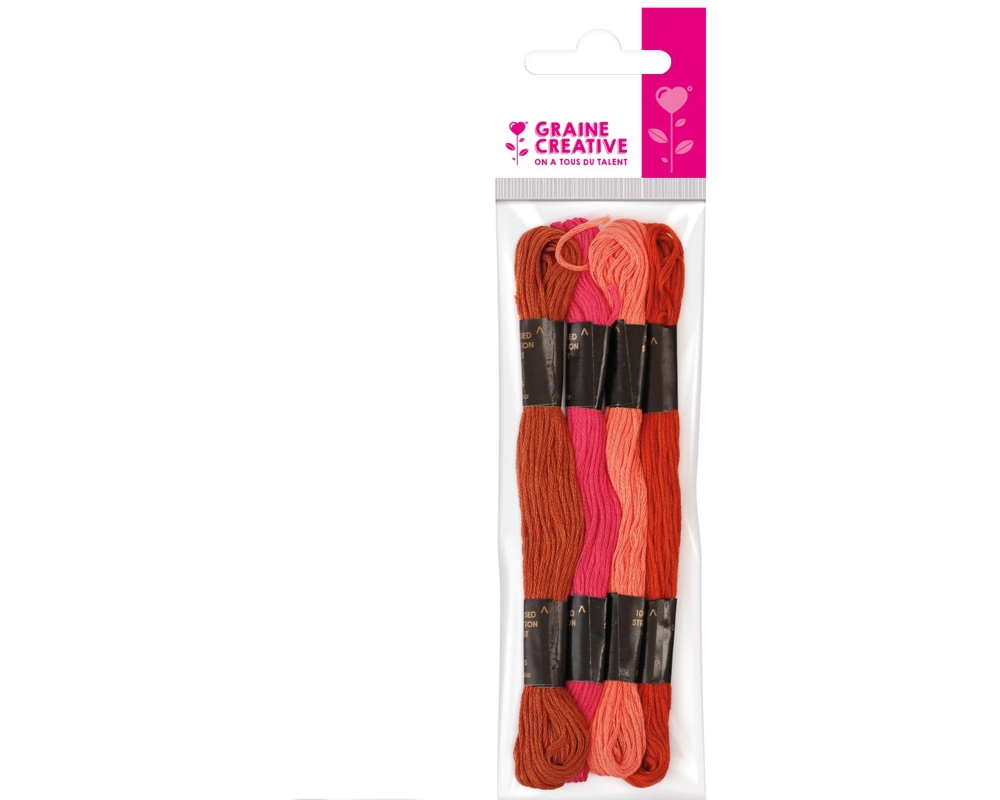 GRAINE CREATIVE Stickfäden 4x7m GC-205011 rot, assortiert