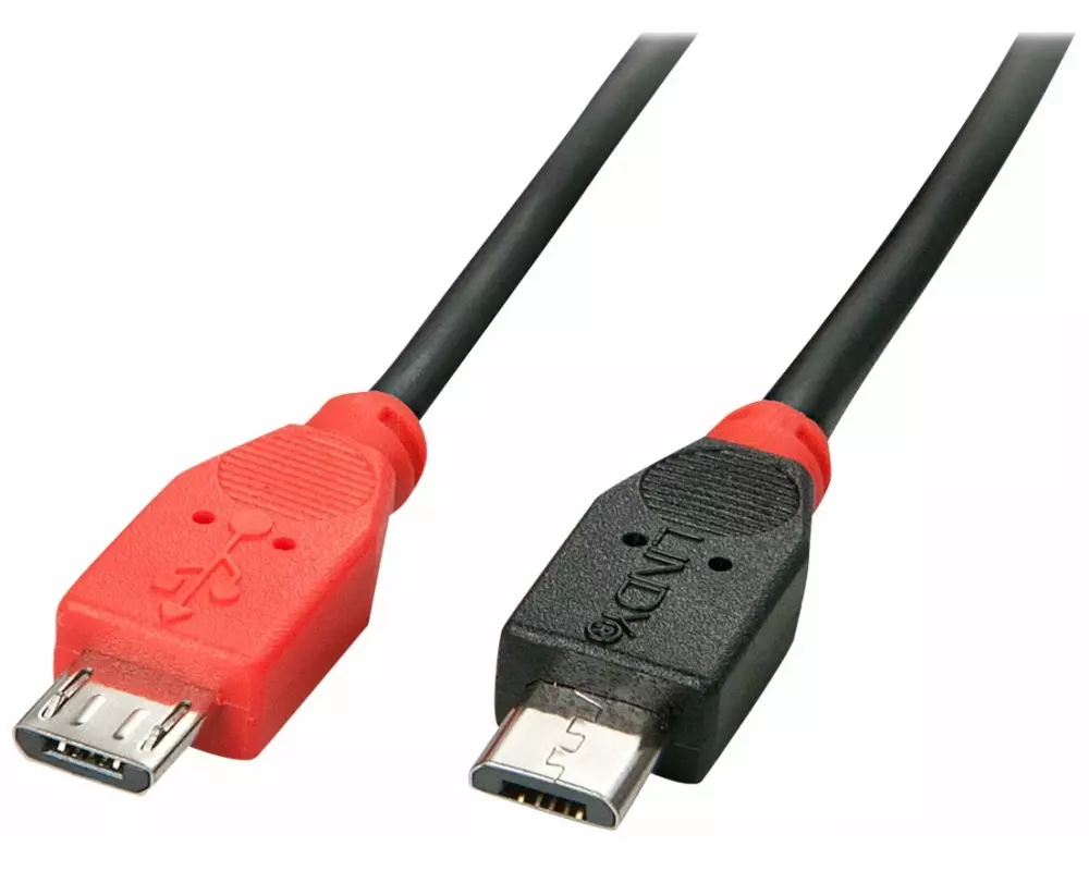 LINDY USB 2.0 Cable Type Micro-B / Micro-B OTG, 1m Micro-B plug to Micro-B plug