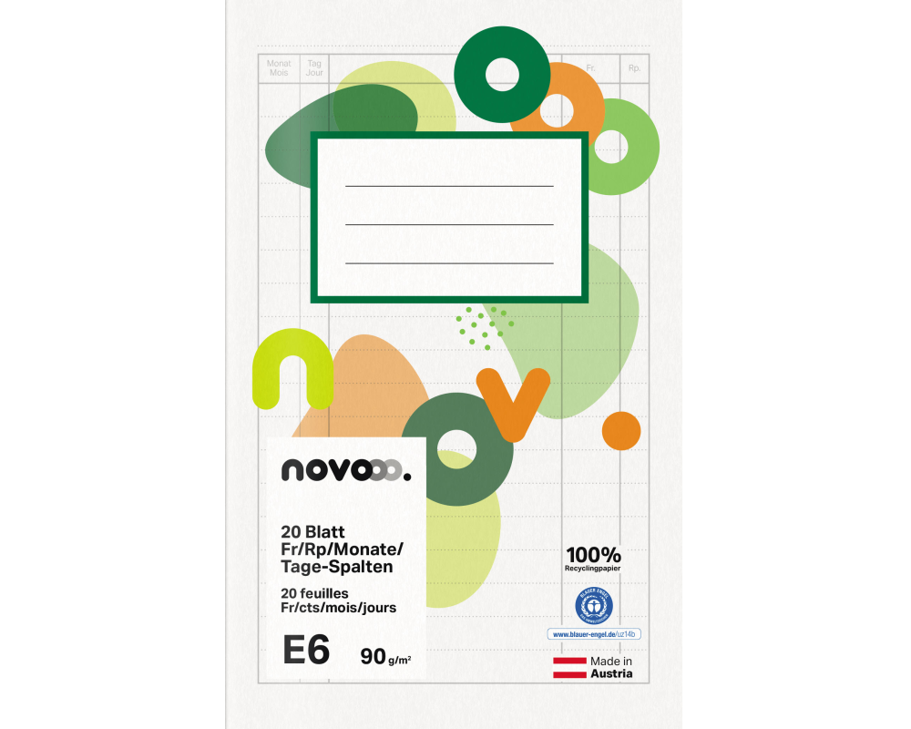 novooo. Schulheft E6, 90 g E6, Verschiedene Lineaturen
