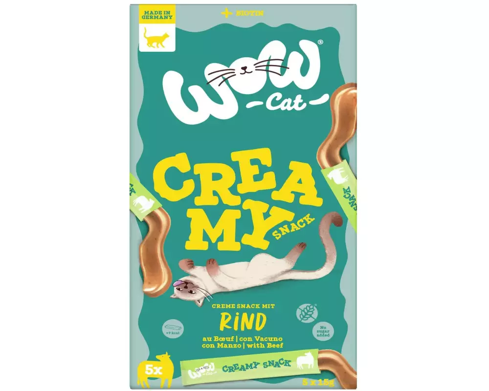 WOW Katzen-Snack Creamies mit Rind, 5 x 15 g