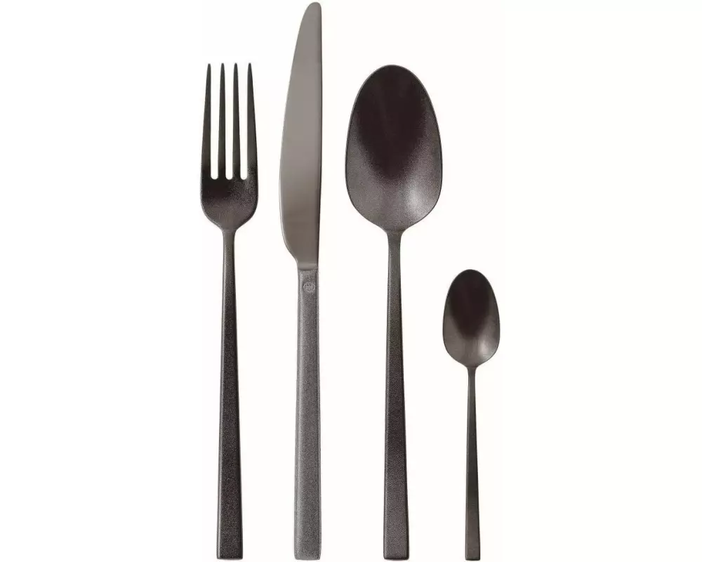 Sambonet Besteck-Set Rock 24-teilig, Schwarz glanz/Metall/Silber