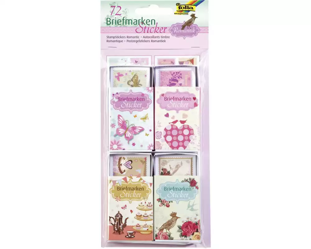 Folia Motivsticker Romantik Briefmarken, 72 Stück