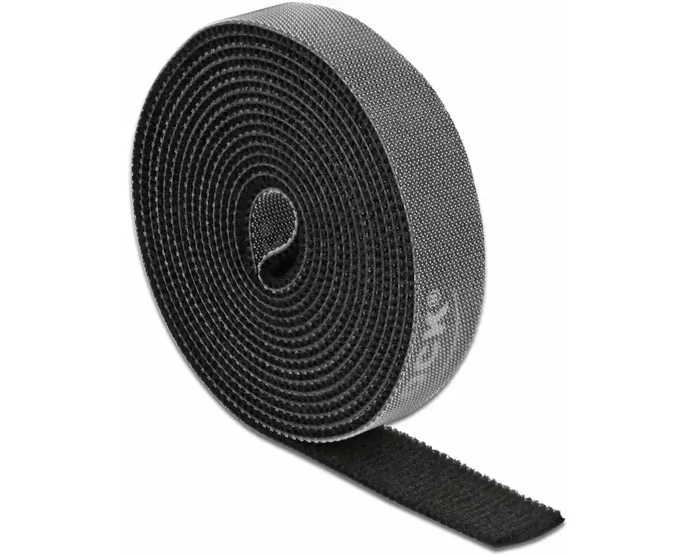 Delock Klettband 2 m x 15 mm Schwarz