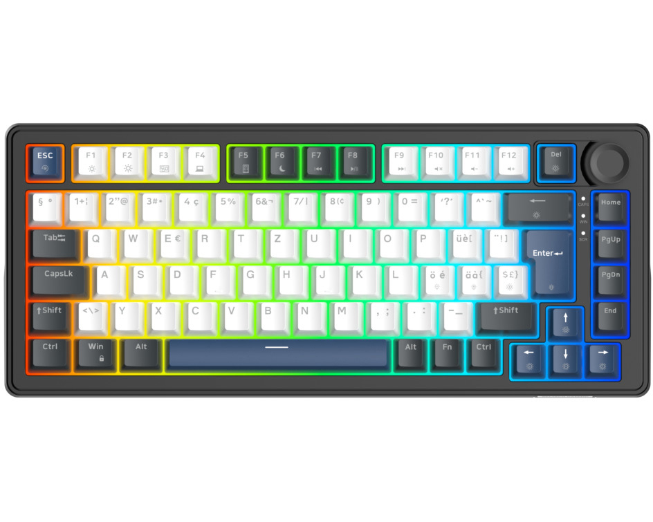 DELTACO Mech. Keyboard Gasket DK480 GAM-205-CH PBT keycaps,Hot-swap,Bl. CH