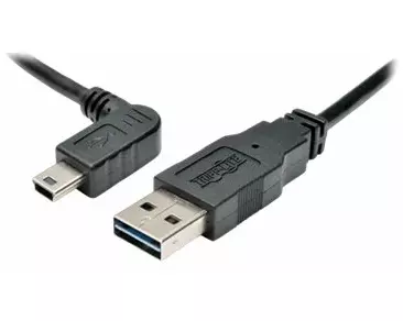 EATON TRIPPLITE Universal Reversible, USB 2.0 Cable, Reversible A to Left-Angle 5Pin, Mini B, M/M, 6ft. 1.83m