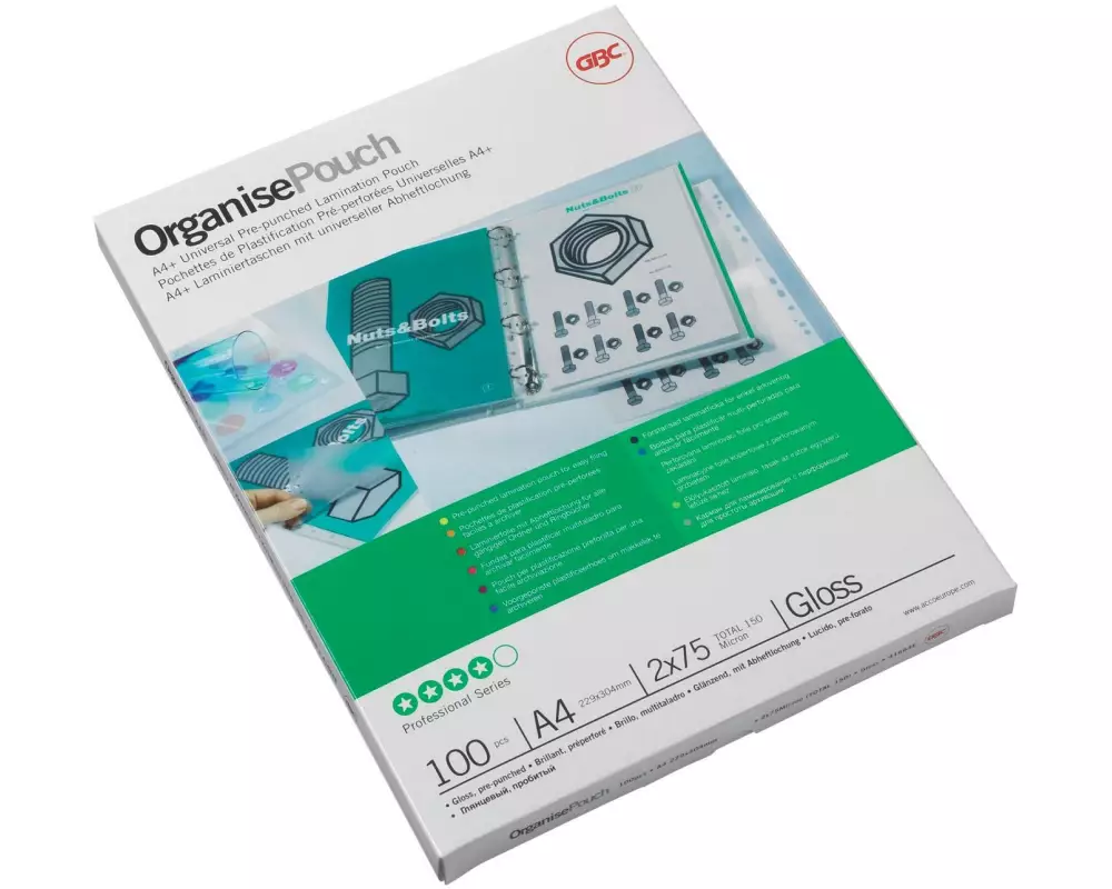 GBC Laminierfolie A4, 125 µm, 100 Stück, mit Abheftlochung