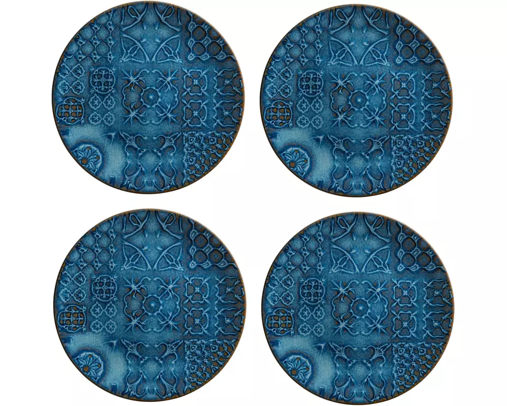 Mäser Speiseteller Tiles flach, 27 cm, 4 Stück, Blau