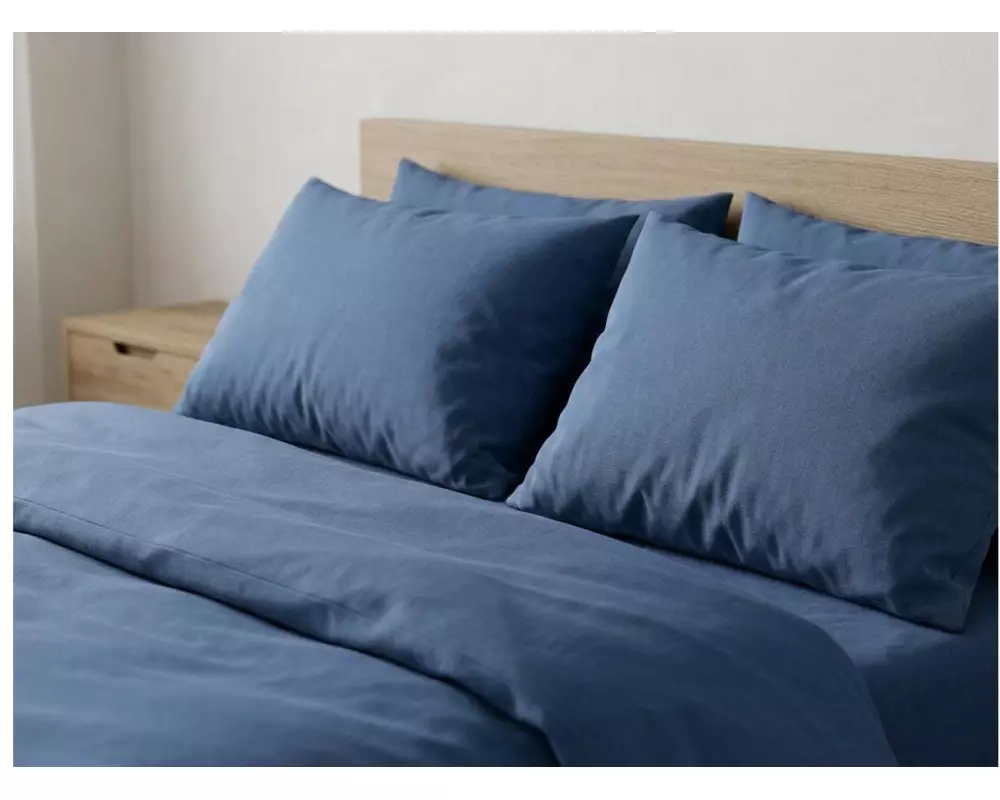 COCON Kopfkissenbezug Renforcé 65 x 100 cm, Smoky Blue, 2 Stück