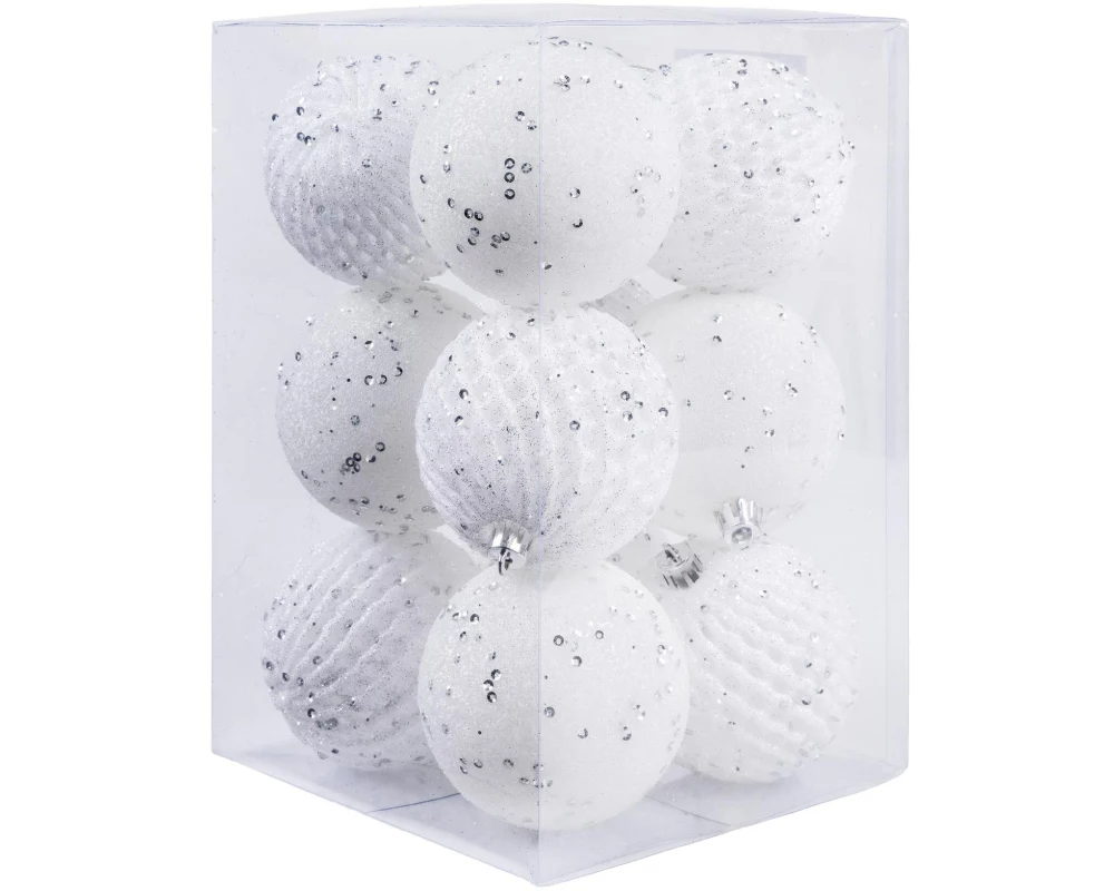 COCON Weihnachtskugeln Weiss, 12 Stück